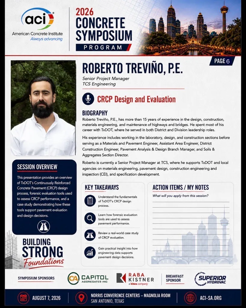 TCS at ACI: Roberto Treviño Shares TxDOT Pavement Engineering Expertise - 2